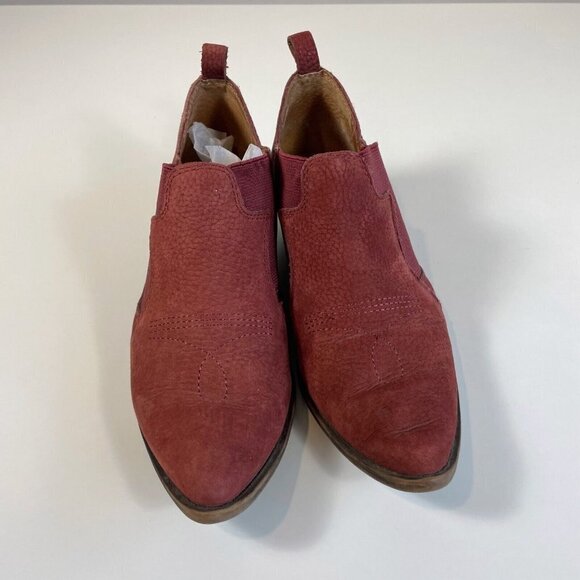 Lucky Brand Womens Ankle Bootie Leather Boots Red Size 6 M Pointed Toe Slip On - Picture 2 of 7